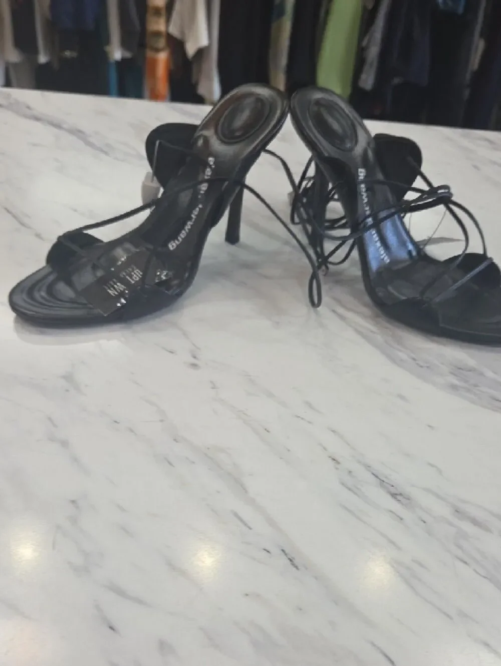 Alexander Wang Black Lace-Up Stiletto Sandals